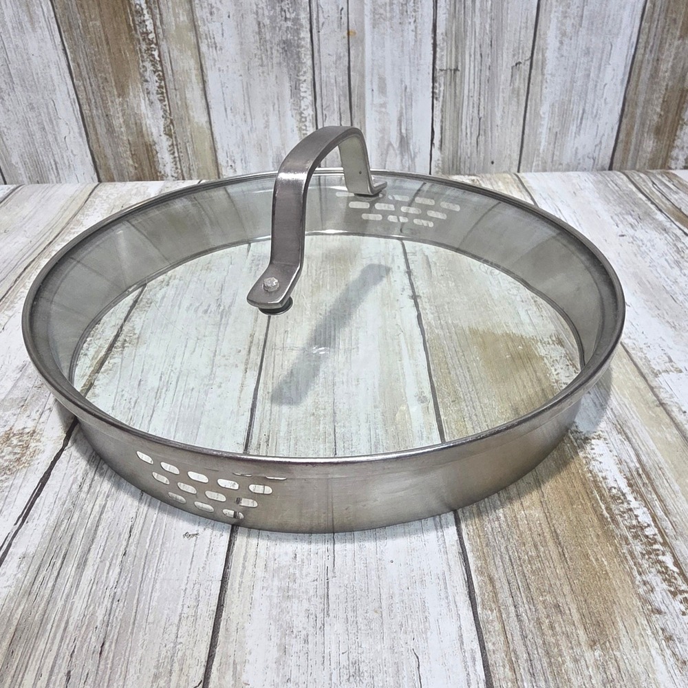 10 Inch Tempered Glass Straining Lid Stainless Steel Rim Riveted Handle 1081219